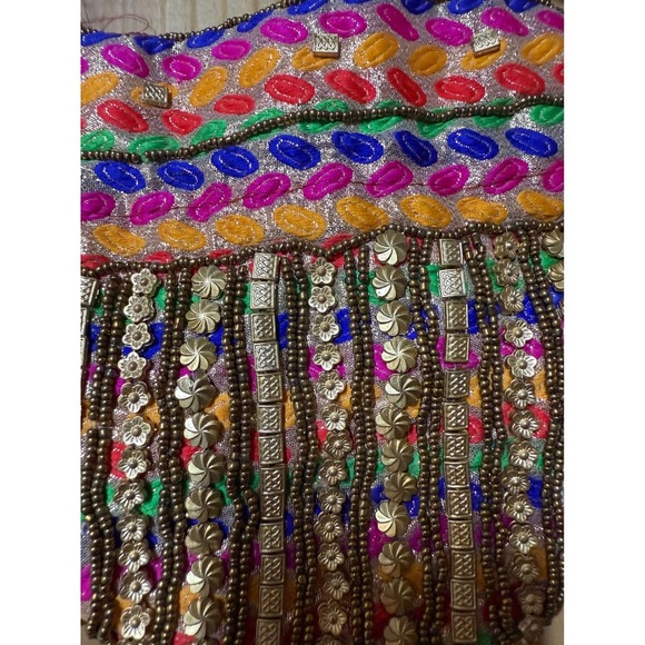 Vintage Beaded Indian Mini Bag Purse With Jewelry Pouch Amrapoli Unique Timless - Picture 5 of 6